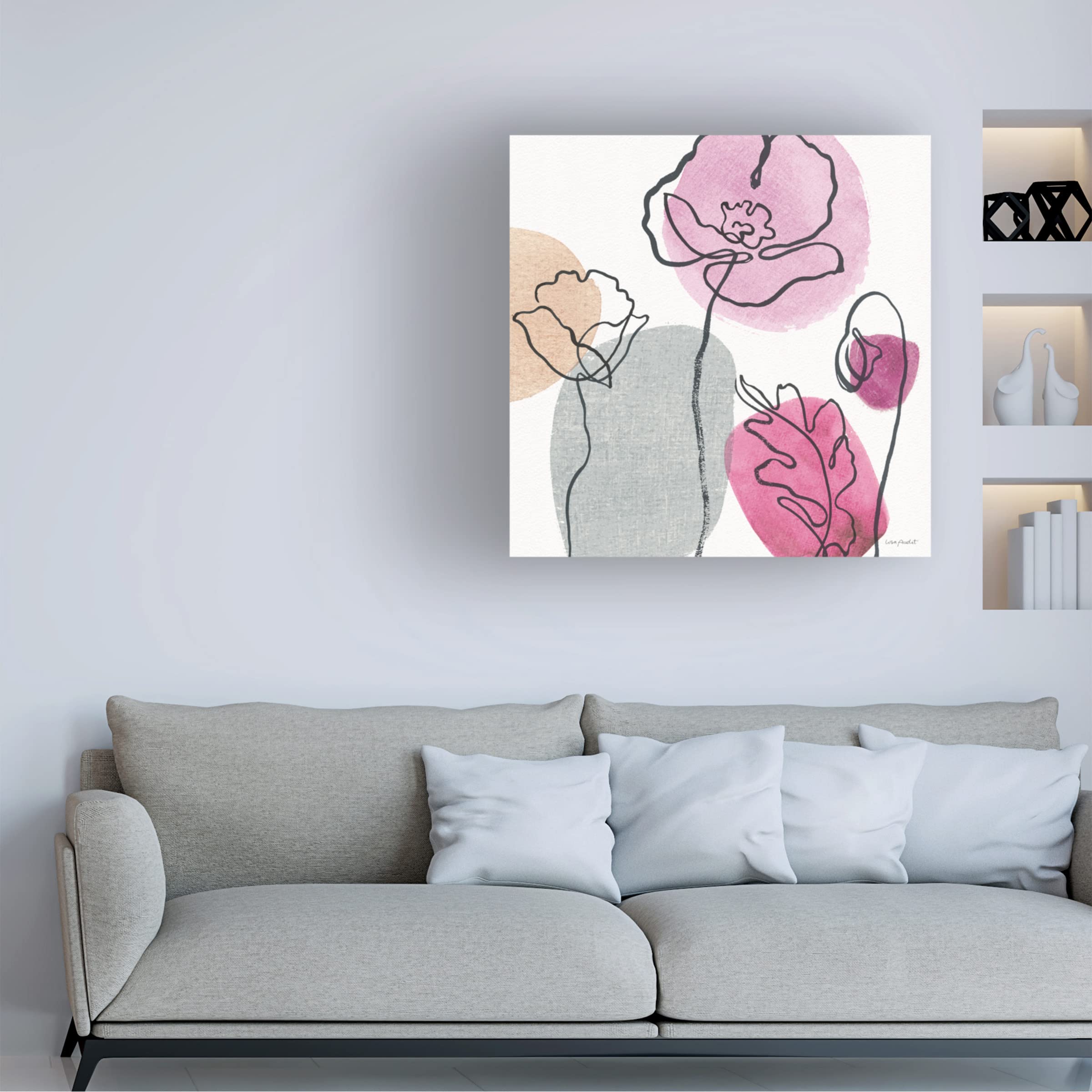 Lisa Audit 'Think Pink 02' Canvas Wall Art Print - Pink Abstract Floral Painting for Living Room, Bedroom & Office Decor - Ready to Hang