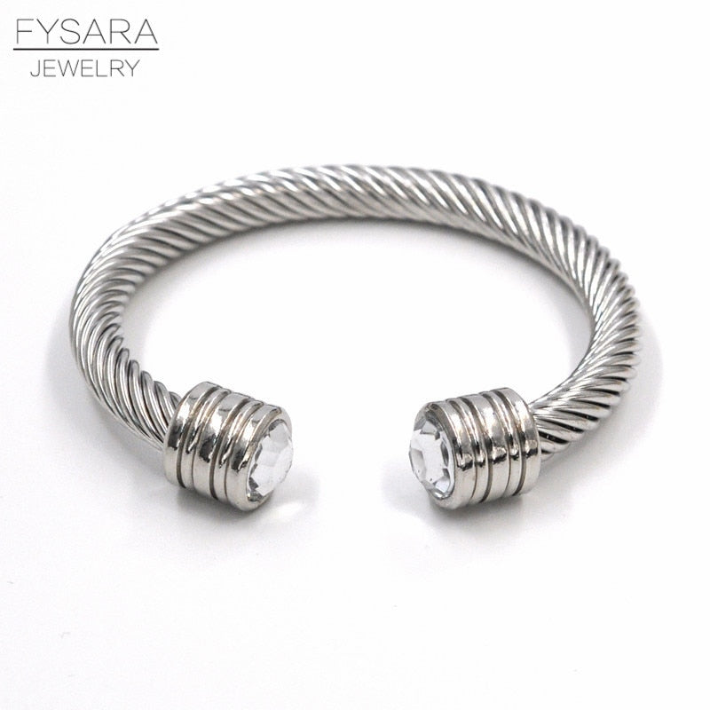 Twisted Cable Wire Bangle Cuff Bracelets for Women - Fashion Jewelry for Casual & Formal Wear - Perfect for Office, Party & Everyday Accessories