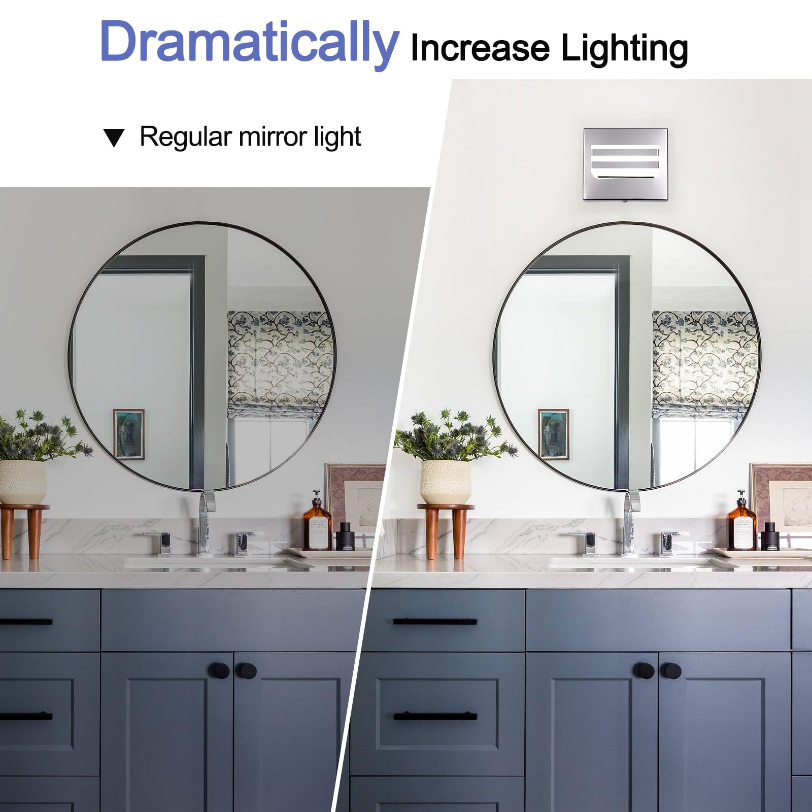 Modern Chrome Bathroom Vanity Light Fixtures - 7W LED Mirror Lighting, Acrylic Vanity Sconces for Bathroom, Bedroom & Living Room - Perfect for Makeup, Shaving & Ambient Lighting