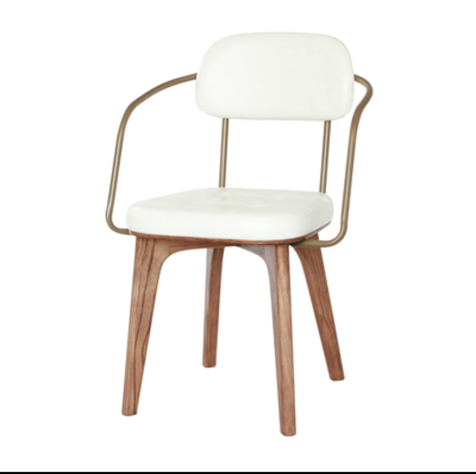 Industrial Metal and Solid Wood Coffee Chair - Modern Leather Dining Chair with Armrests - Soft Cushioned Designer Chair for Home, Cafe, and Office (Color: F)