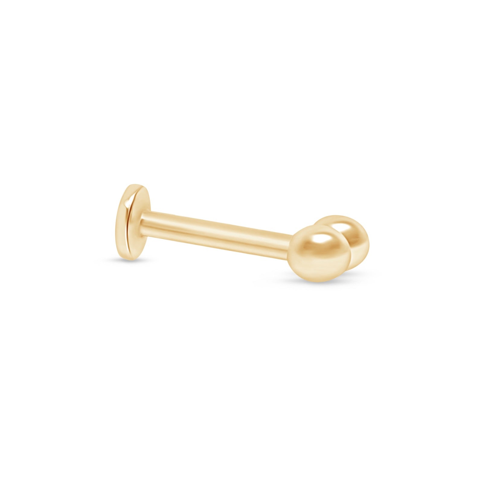 14k Solid Yellow Gold Double Ball Flat Back Stud Earrings - Hypoallergenic & Secure Fit for Daily Wear, Parties & Special Occasions