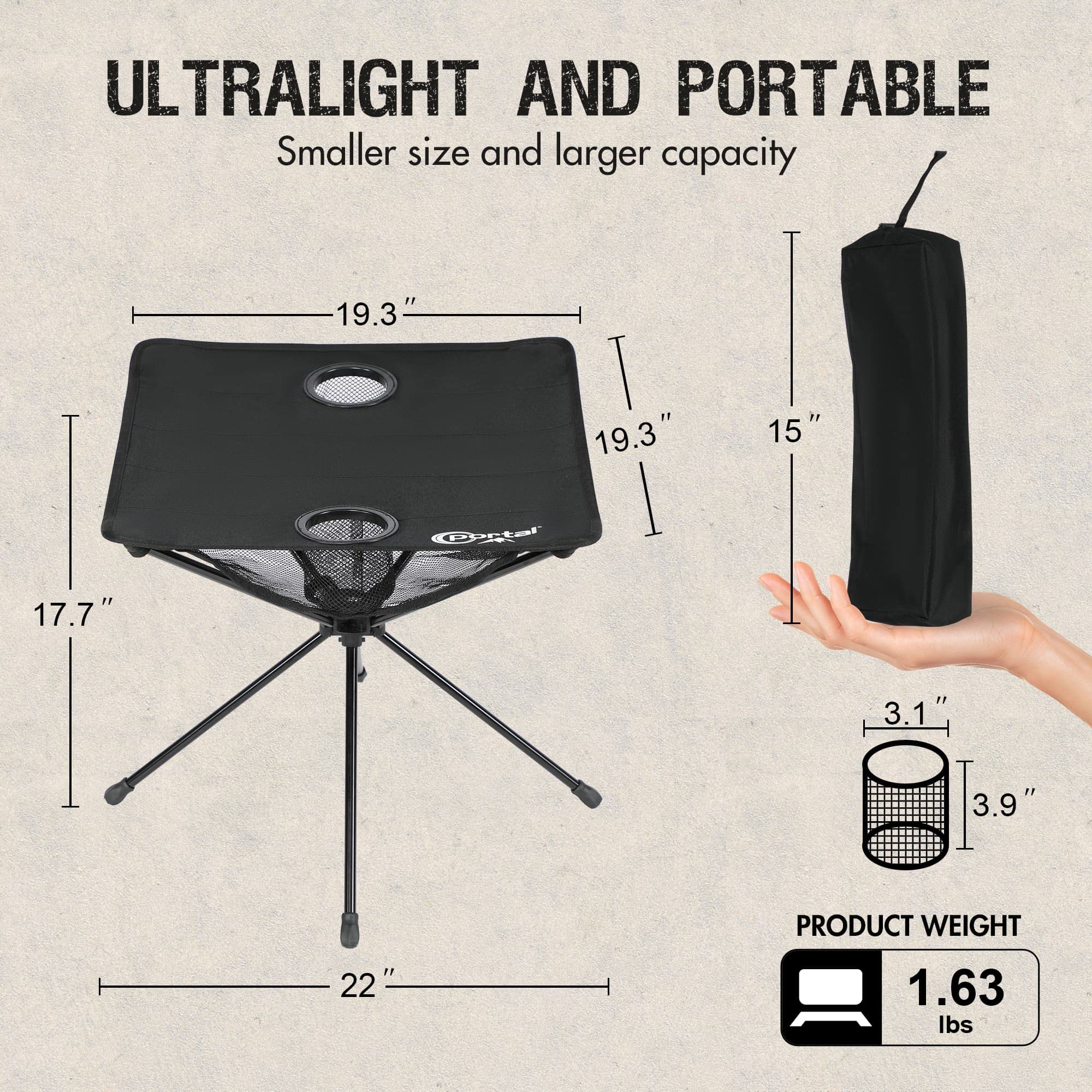 Ultralight Aluminum Folding Camping Table with Carrying Bag - Compact Portable Mesh Design for Beach, Picnic, Travel & Outdoor Adventures | Perfect for Camping, Boating, and Sand Activities