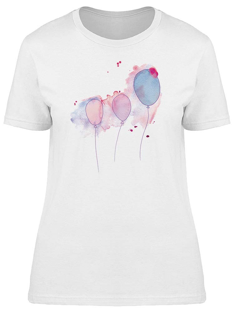 Smartprints Cool Watercolor Balloons T-Shirt for Women - Soft Cotton Casual Tee for Everyday Wear, Summer Outfits & Gift Giving