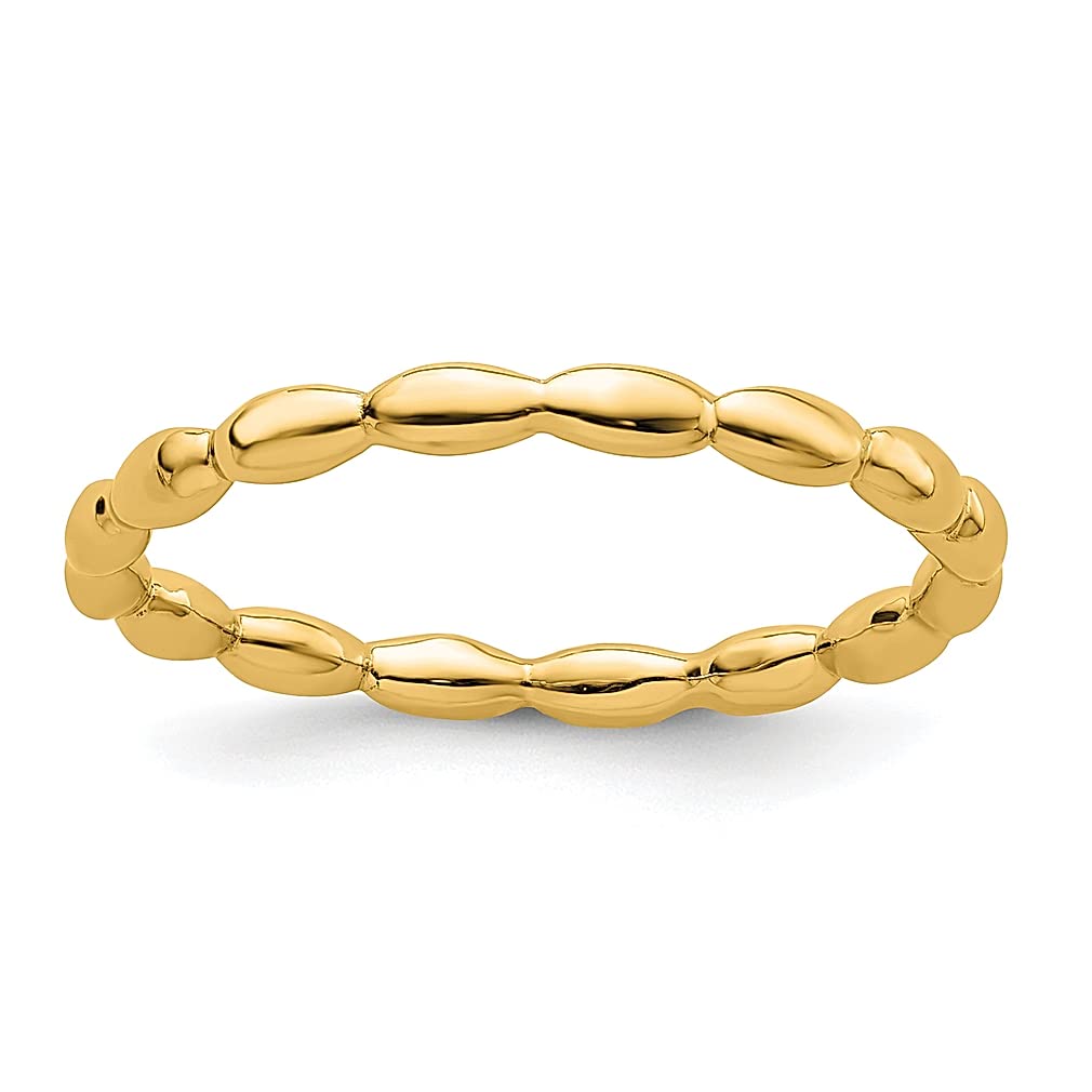 925 Silver Gold Plated Rice Band Ring for Women - Stackable Jewelry Gift for Her - Perfect for Everyday Wear & Gifting