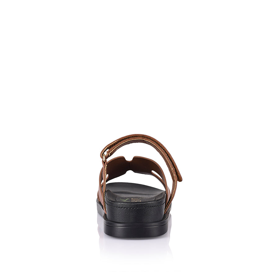 Oswald Footbed Slides for Men & Women - Comfortable Leather Sandals in Cognac Brown - Perfect for Beach, Pool, and Summer Casual Wear
