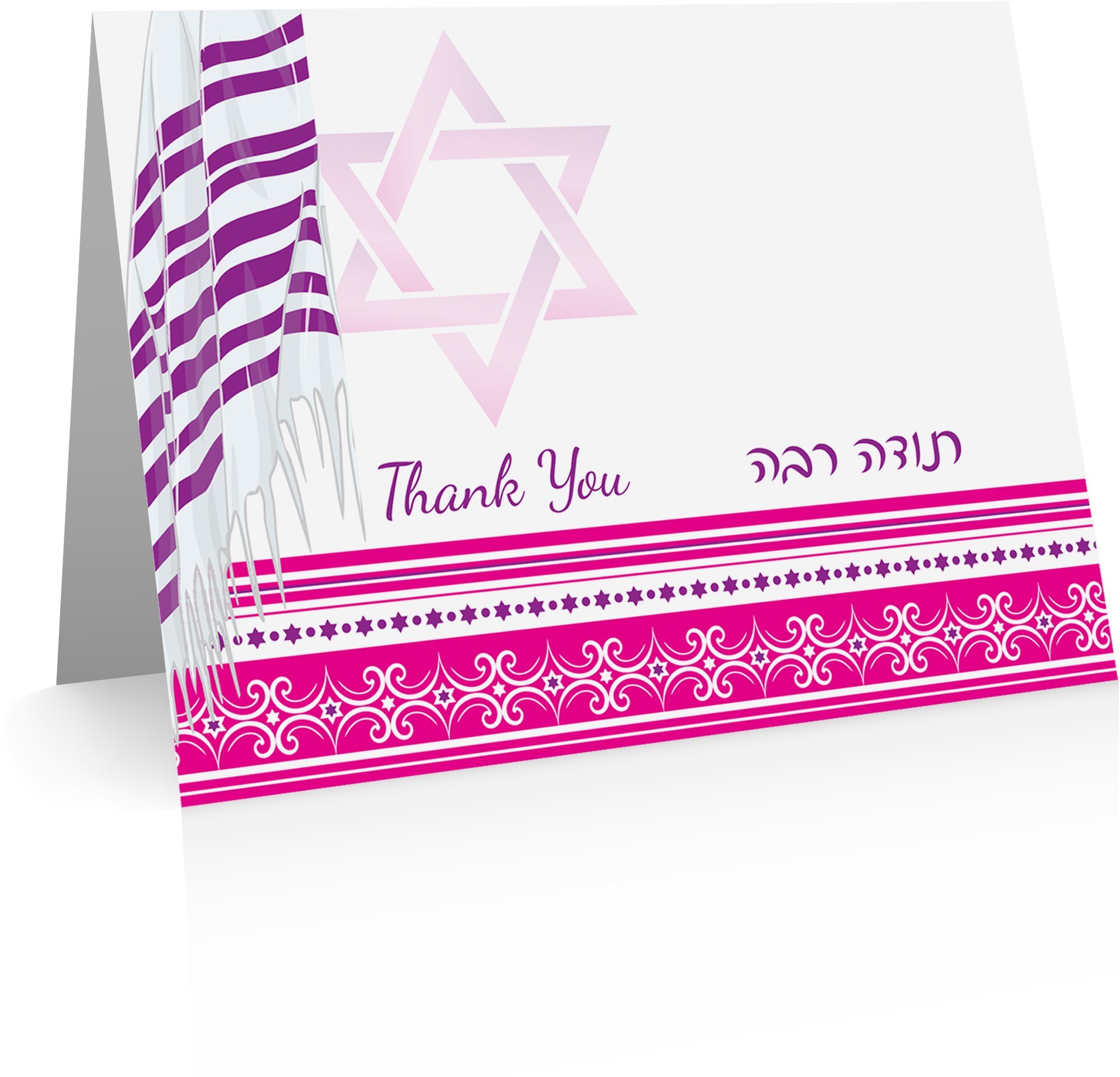 Bat Mitzvah Thank You Cards - Set of 36 Foldover Cards with Envelopes - Perfect for Jewish Coming of Age Celebrations & Gratitude Notes