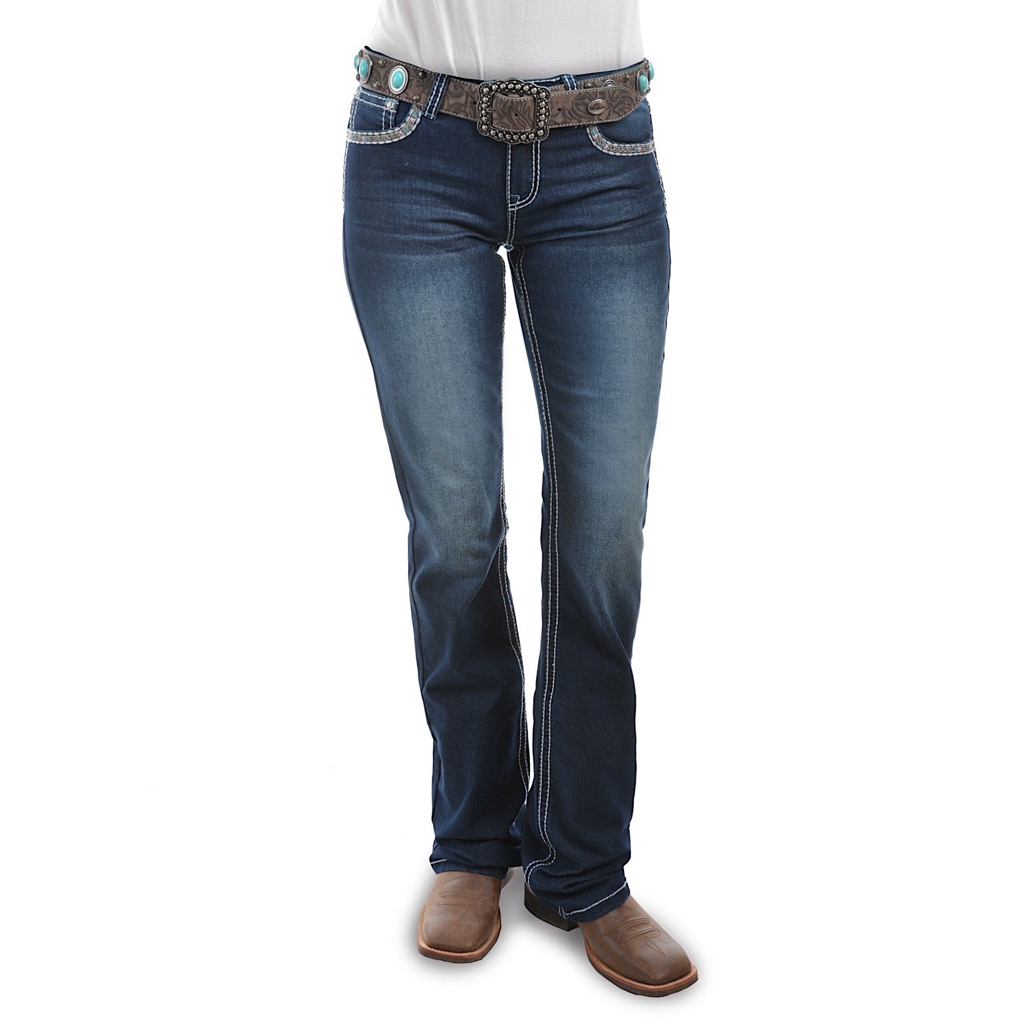 Western Women's Indiana Relaxed Rider Boot Cut Jeans - Vintage Style, 36