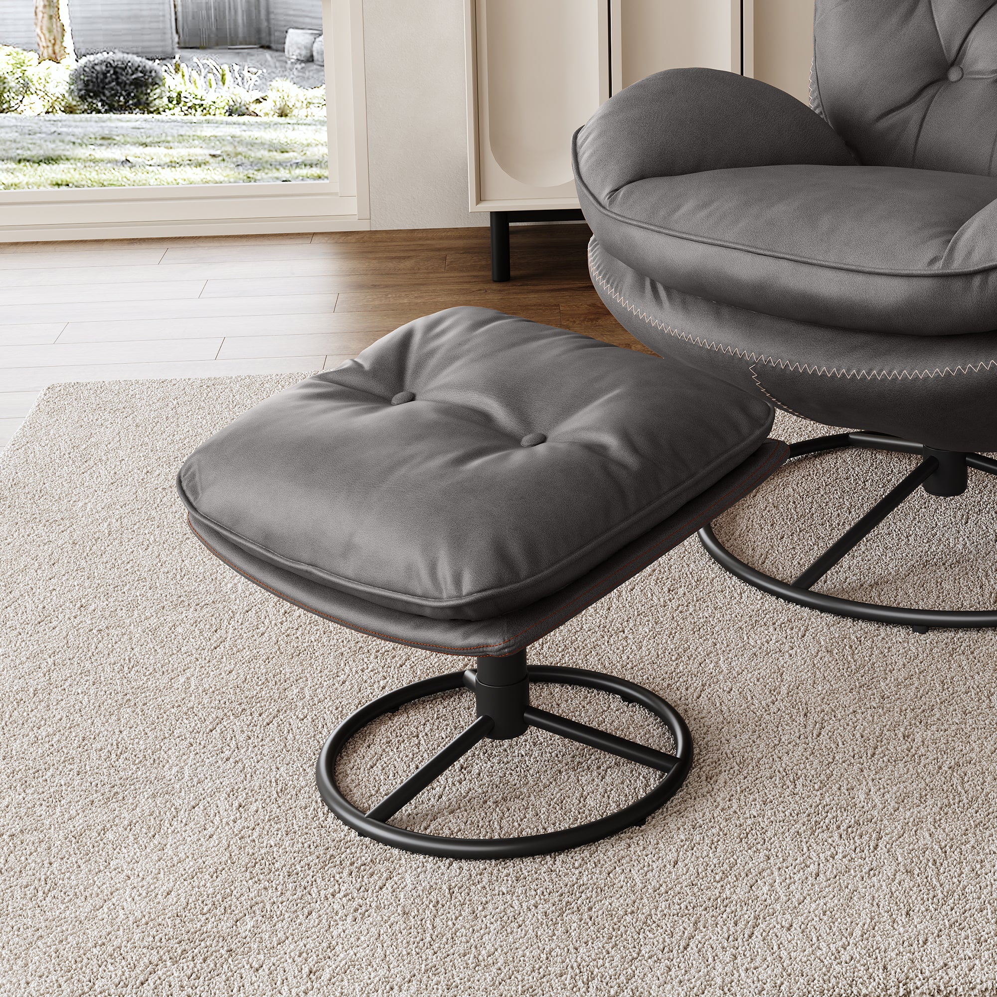 Tufted Upholstered Ottoman with Storage - Modern Footrest Pouf Bench for Living Room, Bedroom & Nursery - Soft Fabric Ottoman Stool with Button Tufting Design - Perfect for Home Decor and Extra Seating
