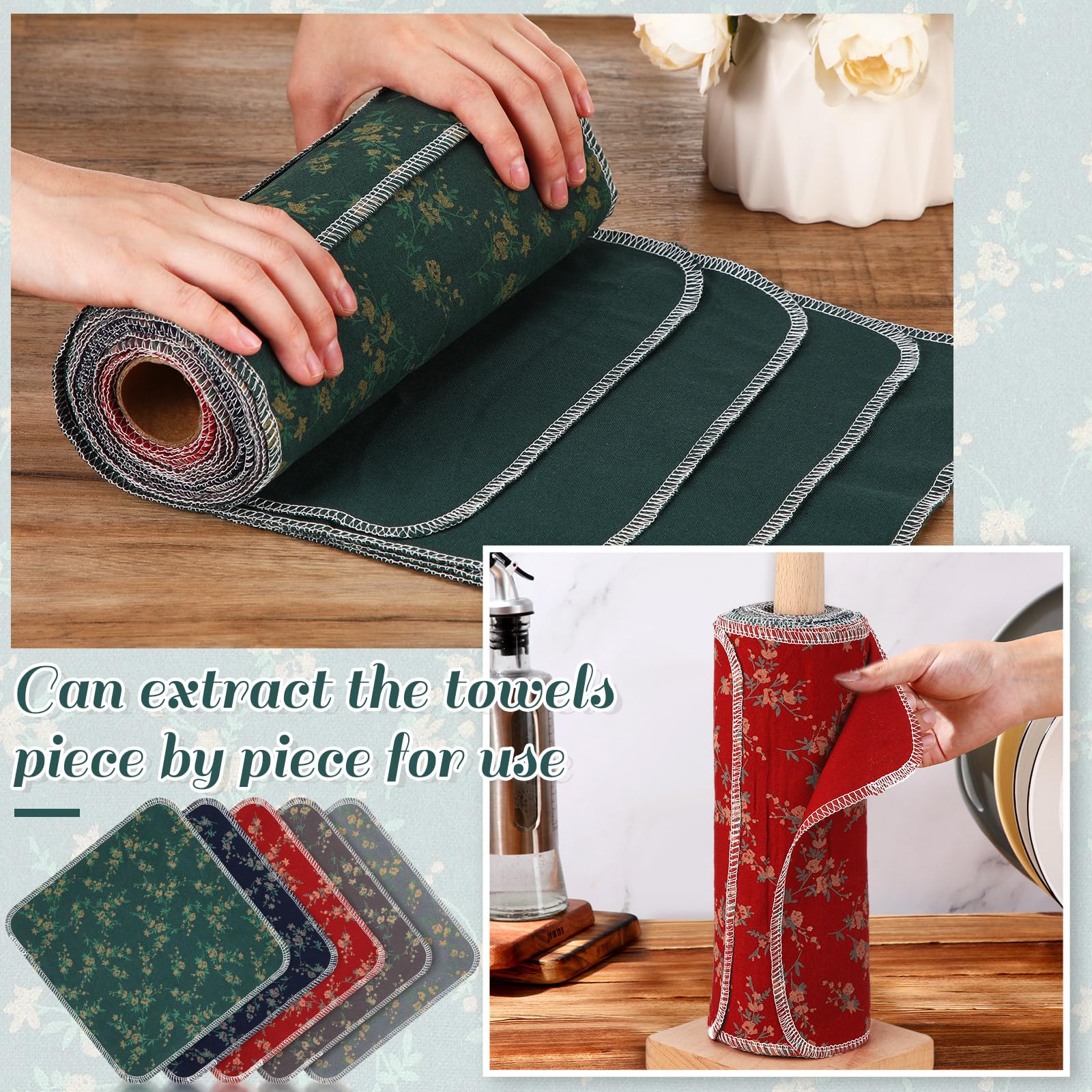 25 Pack Reusable Paper Towels - Eco-Friendly Washable Cotton Towels for Kitchen, Bathroom & Cleaning | Absorbent, Durable & Sustainable (Atayal Flower Design) | Perfect for Daily Cleaning, Dish Drying & Spill Absorption