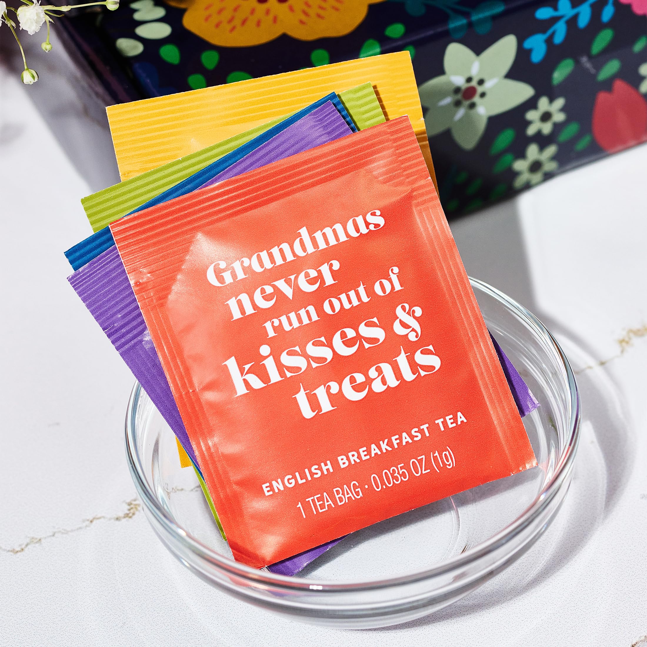 Thoughtfully Gourmet Tea Gift Set - 6 Flavor Tea Sampler with Inspirational Quotes | Perfect Grandma Gifts for Birthday, Mother's Day & Holidays (90 Count) - Ideal for Afternoon Tea, Relaxation & Heartwarming Moments