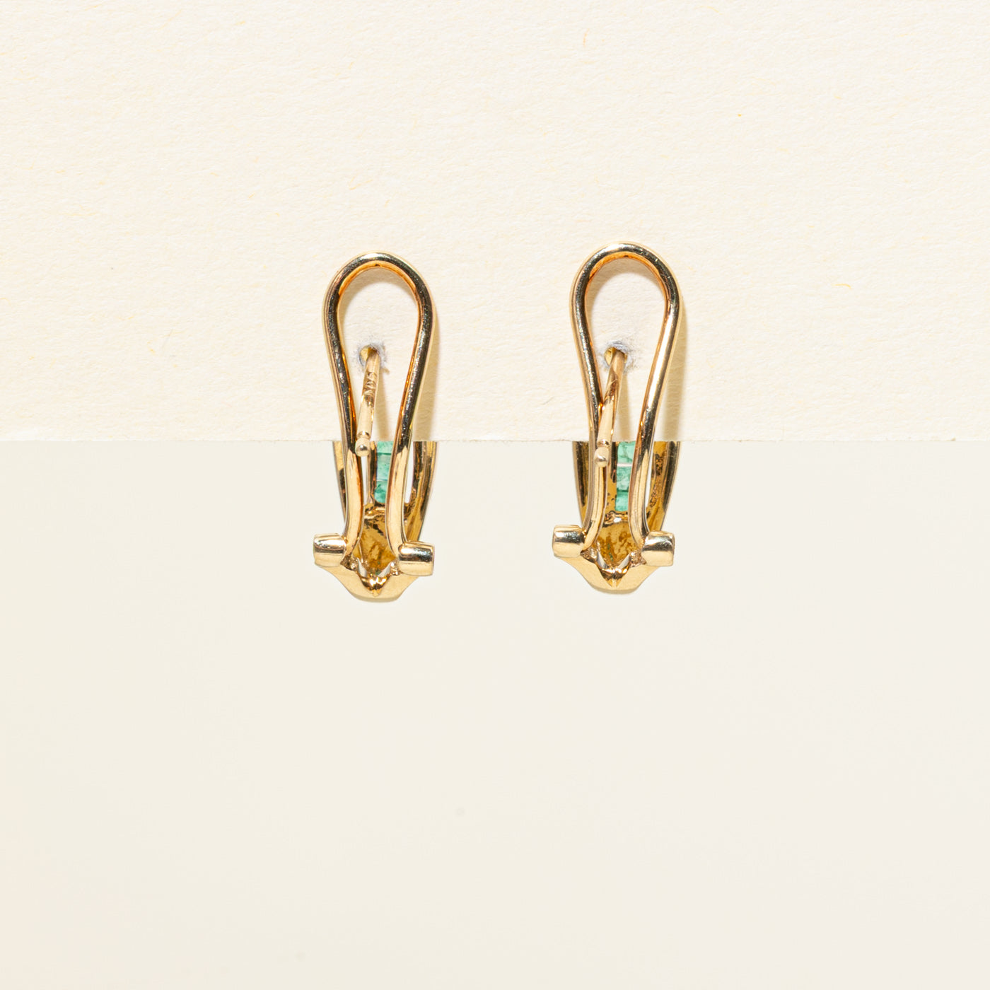 Emerald and Diamond Omega Back Earrings - 0.15ctw & 0.20ctw Stud Earrings for Women | 14K Gold Elegant Jewelry Gift for Birthday, Anniversary & Special Occasions