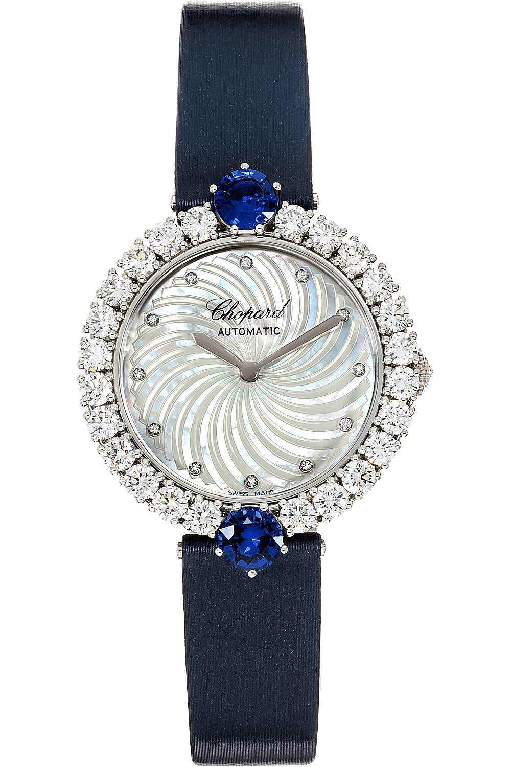 Chopard L'Heure du Diamant 18K White Gold Diamond Sapphire Ladies Watch - Luxury Women's Timepiece for Gifts, Parties & Special Occasions