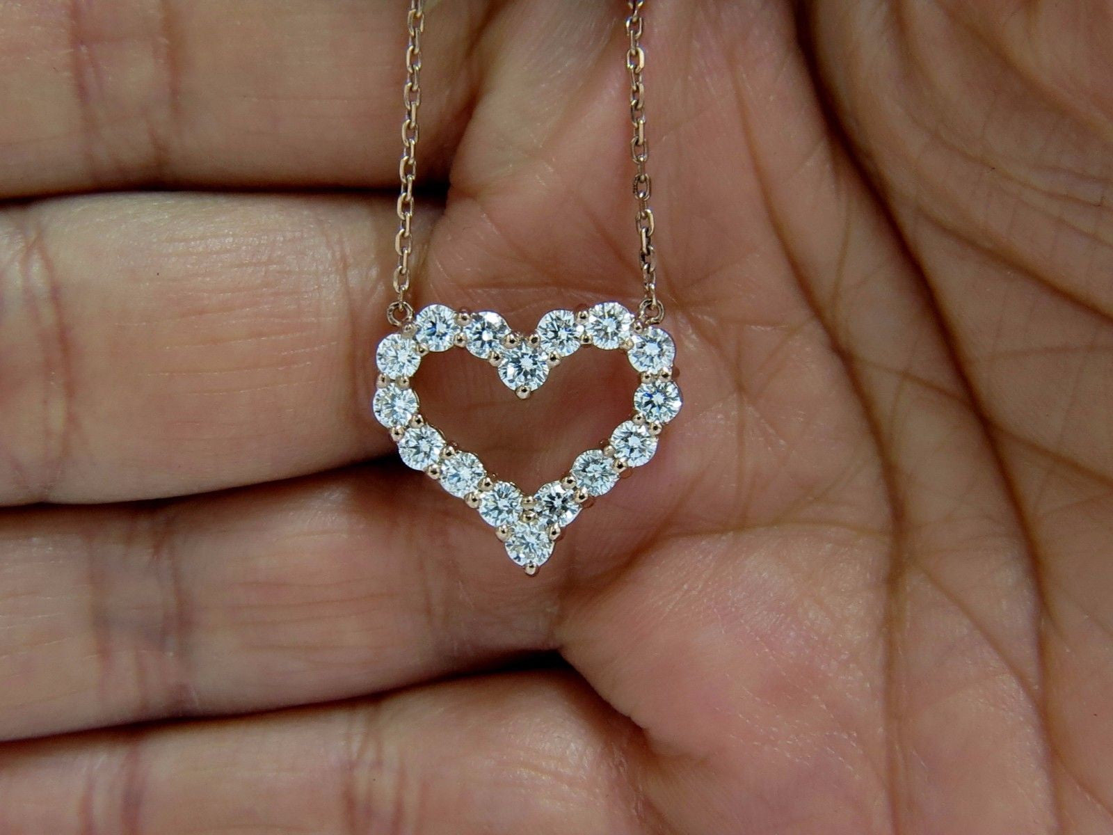 1.52ct Natural Diamond Heart Necklace in 14K Rose Gold - G/VS Quality | Elegant Valentine's Day Gift, Anniversary Jewelry & Romantic Proposal Present