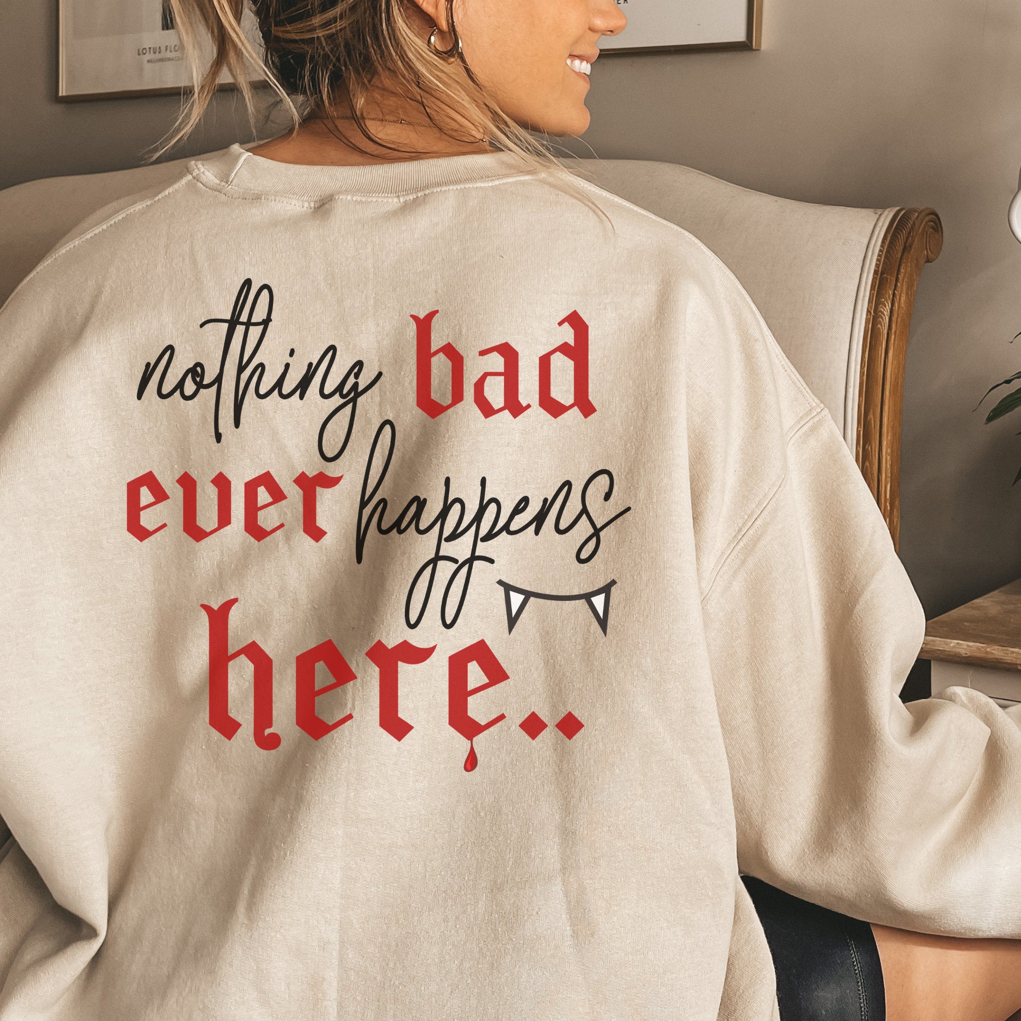 The Vampire Diaries TVD Mystic Falls Crewneck Sweatshirt | Salvatore Brothers Hoodie | Official TVD Merch | Perfect Fan Gift for Vampire Diaries Lovers | Great for Cosplay, Halloween, and TV Show Themed Parties