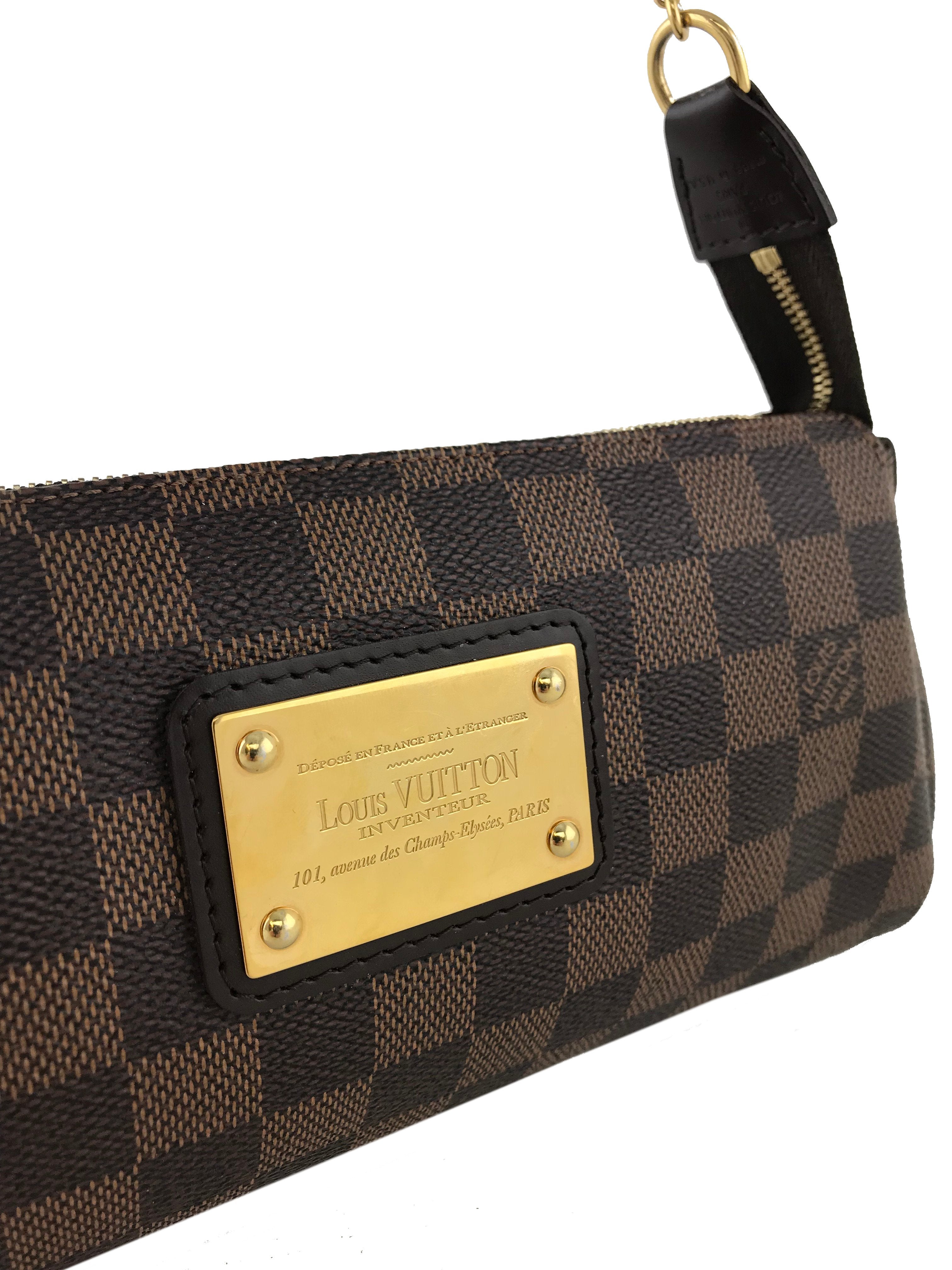 Louis Vuitton Damier Ebene Canvas Eva Clutch Bag - Luxury Crossbody Purse for Women | Perfect for Evening Events, Travel & Daily Use