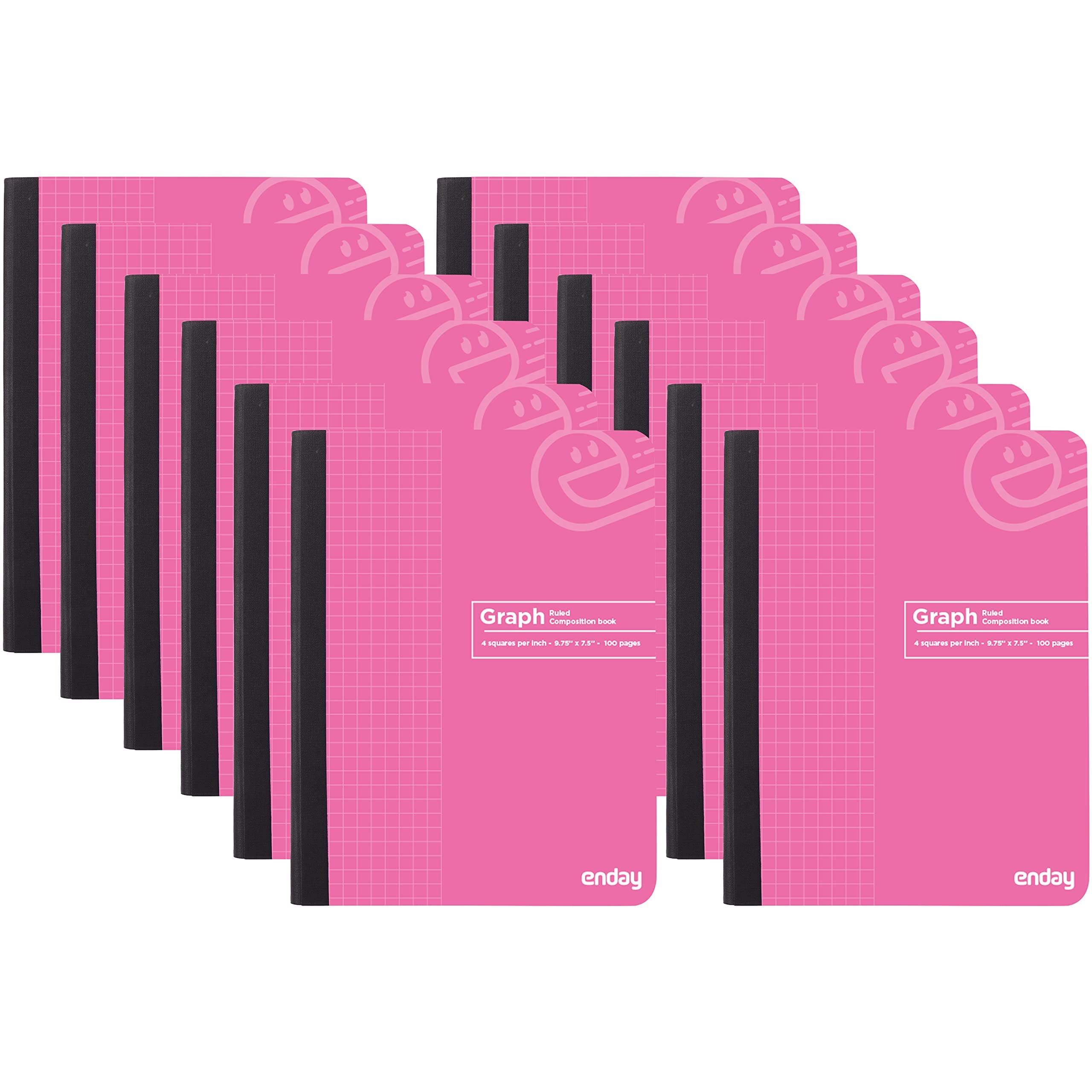 Enday Bulk 96-Pack Pink Hard Cover Graph Paper Composition Notebooks - 4 Squares Per Inch Quad Ruled, 100 Sheets Each - Premium Graphing Notebooks for School, Office & Engineering Work