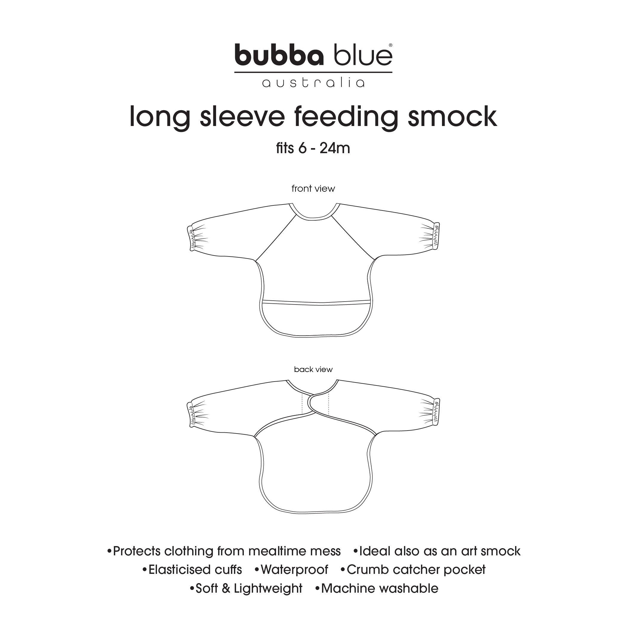 Nordic Smock Bib for Babies - Sky Blue & Mint Green - Waterproof & Adjustable for Mealtime & Playtime