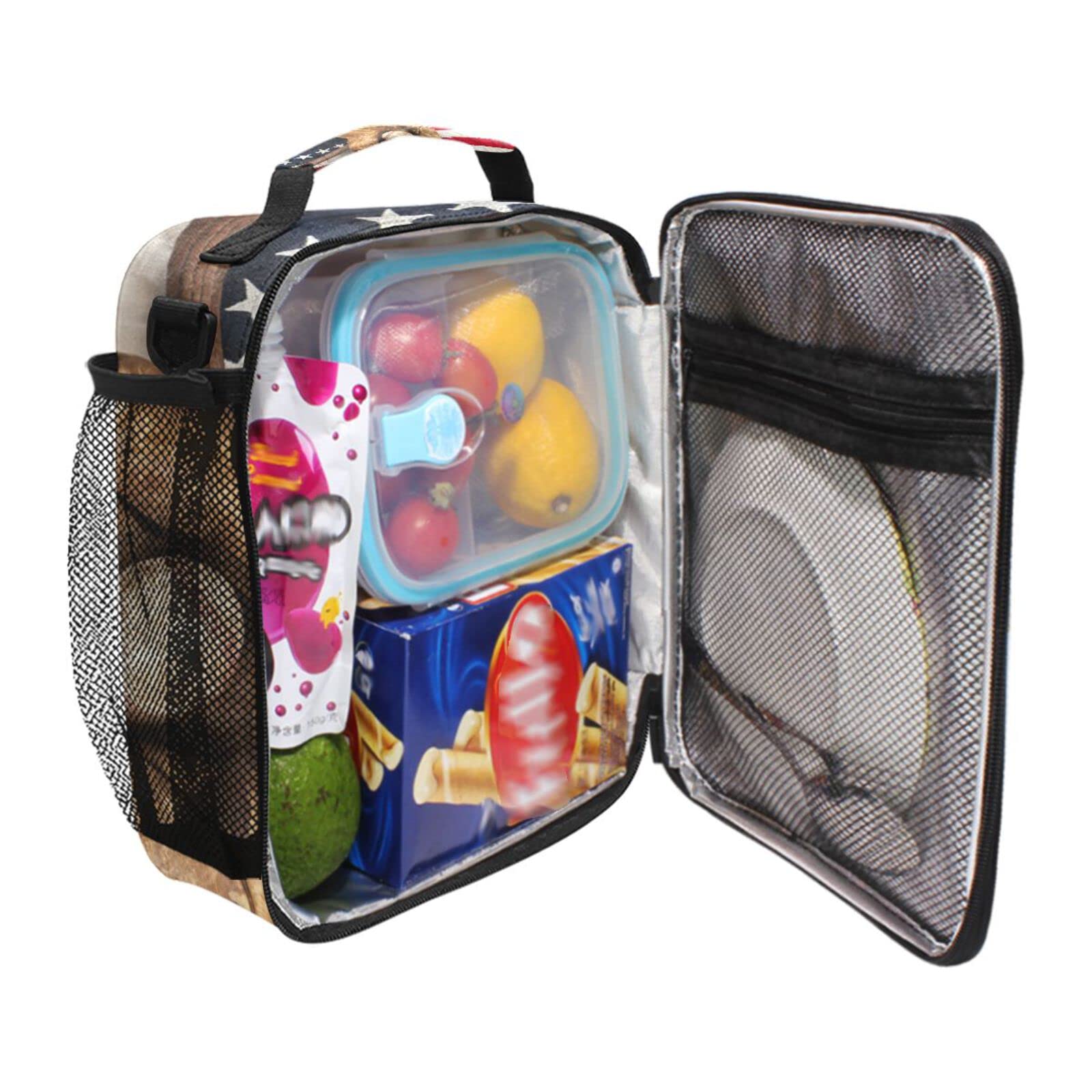 **American Flag Insulated Lunch Box - Baseball Sport Design Cooler Tote Bag with Shoulder Strap for Men, Women, Boys & Girls - Perfect for School, Work, Picnics & Outdoor Activities**