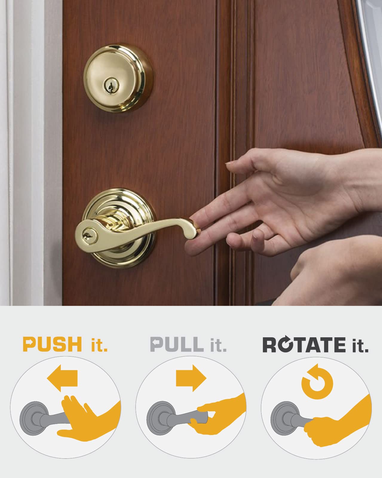 BRINKS Glenshaw Push Pull Rotate Keyed Entry Door Lever - Satin Nickel Hands-Free Door Lock for Easy Access | Perfect for Homes, Offices & Commercial Buildings with ADA Compliance Needs