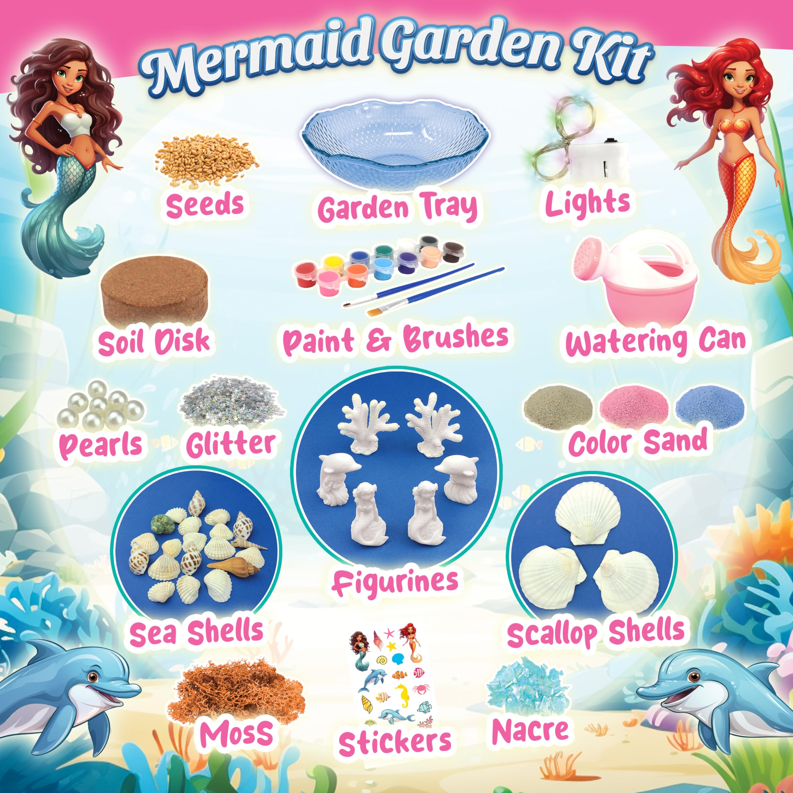 BLOONSY Mermaid Fairy Garden Kit for Kids - Light Up Terrarium with LED, STEM Science & Arts Crafts Activity for Girls Ages 8-12 | Perfect Birthday Gift, Room Decor & Creative Play