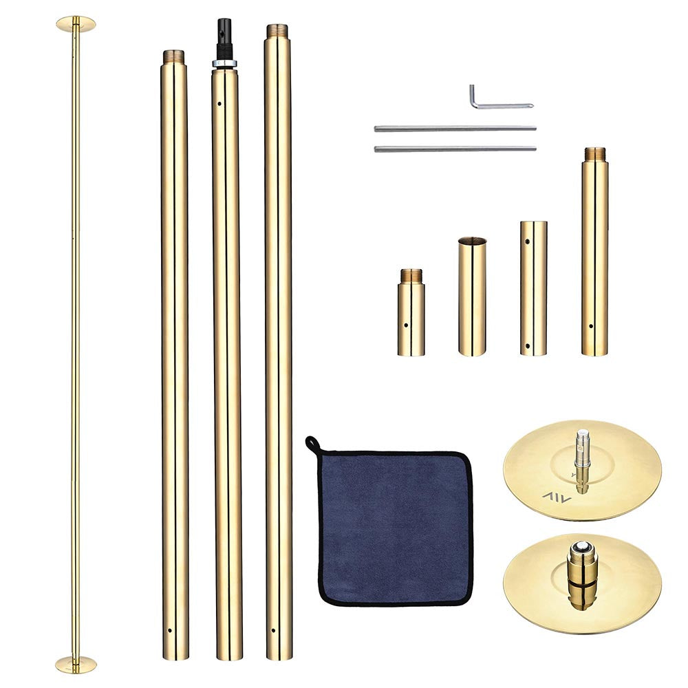 12ft Brass Spinning & Static Dancing Pole - Gold Finish for Home & Studio Pole Dancing Fitness | TheLAShop
