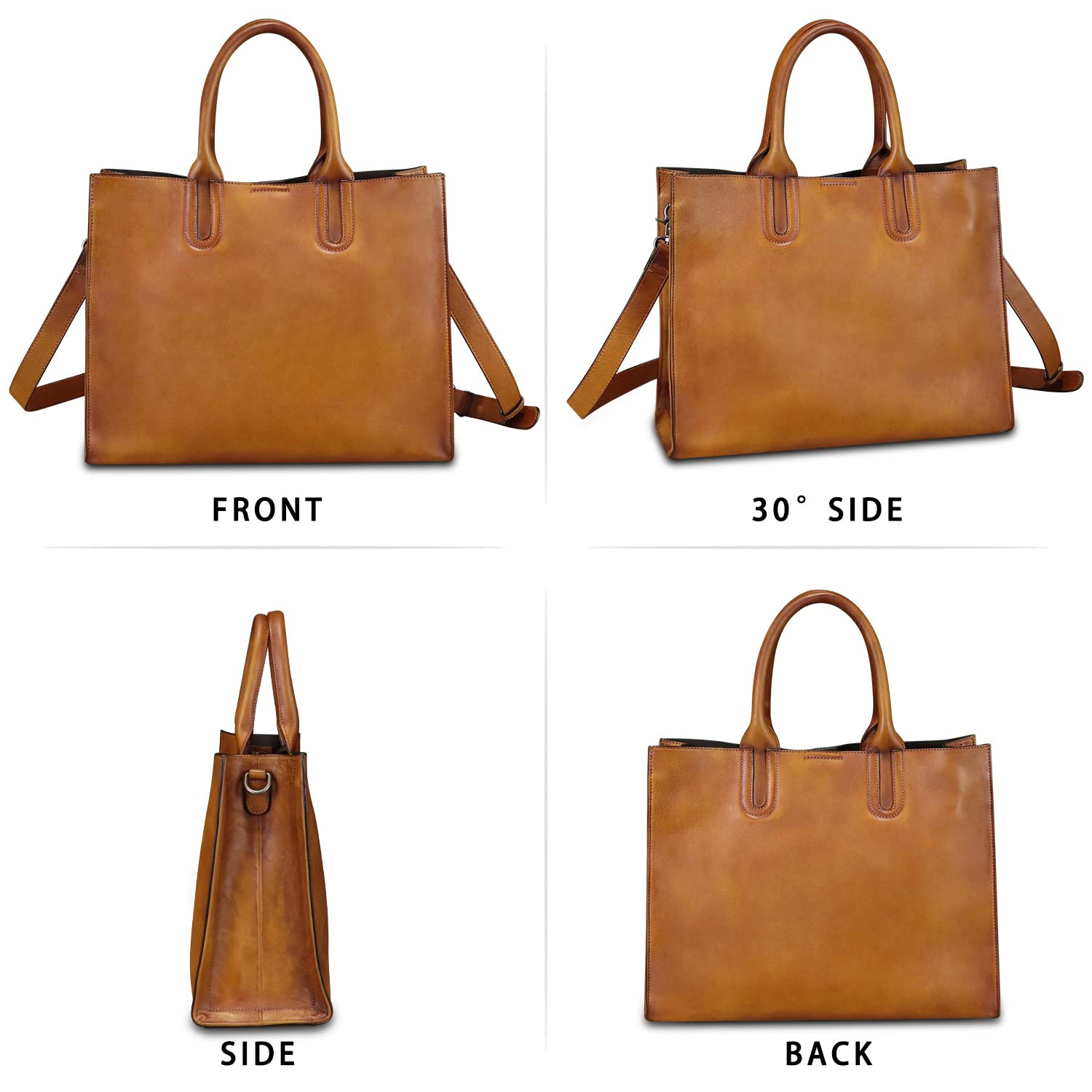 Genuine Leather Large Tote Bag for Women - Top Handle Crossbody Shoulder Bag Work Briefcase with Laptop Compartment | Professional Office, Business Travel & Everyday Use