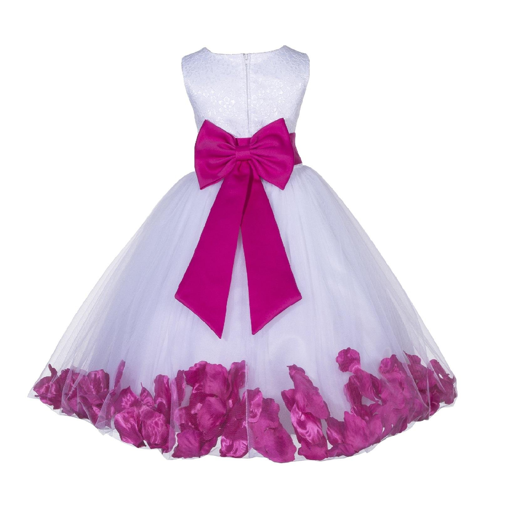 White Flower Girl Dress with Lace Top & Tulle Skirt - Pink, Navy Blue, Orange | Mercury R65T | Perfect for Weddings, Baptisms & Special Occasions