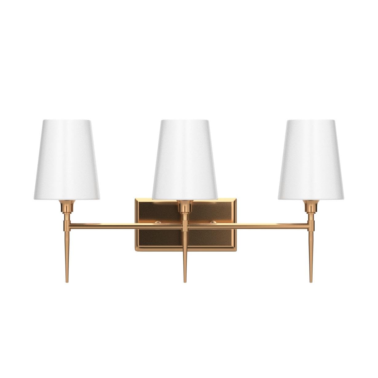 Classy Leaves 3-Light Gold Vanity Lights - Modern Bathroom Lighting Fixture with White Fabric Shade (23