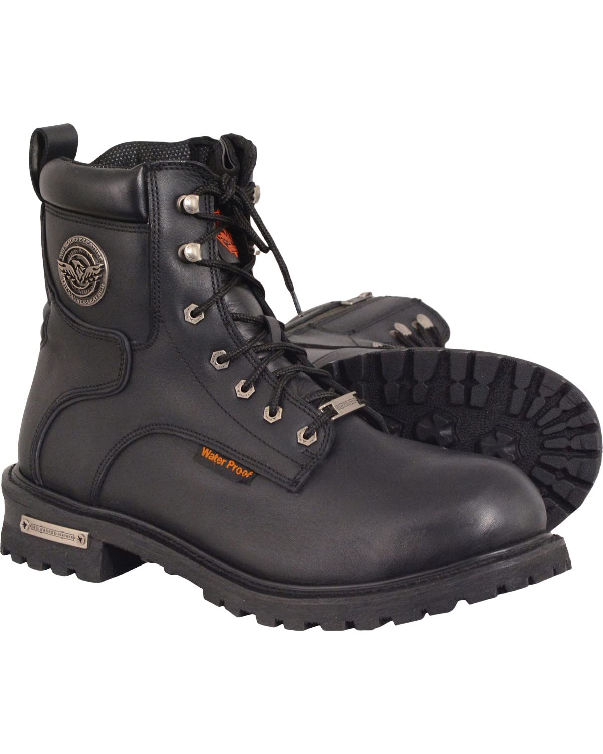 Milwaukee Leather Men's Waterproof Logger Boots - Round Toe Work Boots for Outdoor & Construction (Size 7.5) | Durable Slip-Resistant Safety Shoes for Hiking, Hunting & Heavy Duty Work