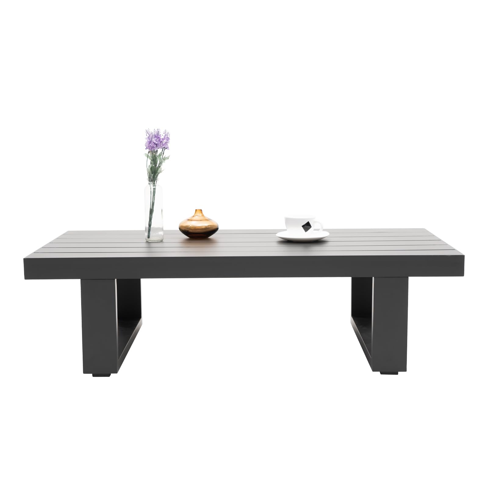 Weather-Resistant Outdoor Coffee Table for Patio - Durable Aluminum Rectangle Coffee Table for Garden, Deck & Backyard - Dark Grey Patio Furniture for Relaxing & Entertaining Outdoors