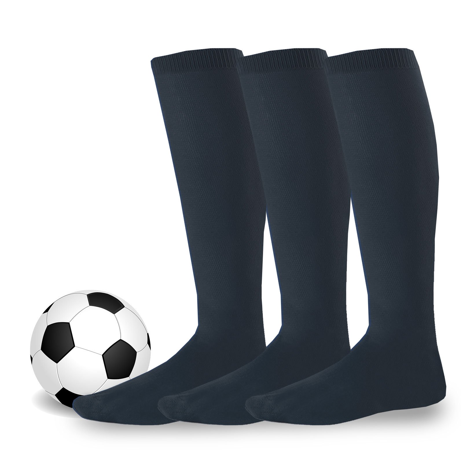Breathable Cotton & Bamboo Sports Socks for Soccer, Baseball, Tennis - Unisex Athletic Tube Socks (3 Pairs) for Kids, Teens, Women & Men - Perfect for Training, Games & Everyday Wear