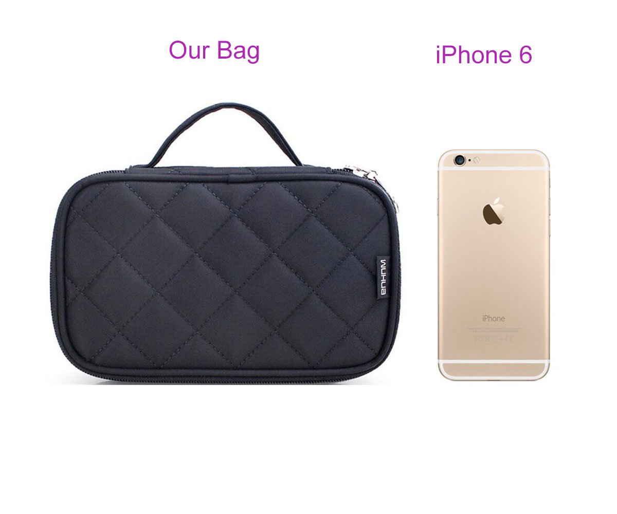 Double Layer Makeup Bag with Mirror - Professional Cosmetic Organizer for Women, Travel Makeup Brush Case, Beauty Storage Pouch (Size S, Black) - Perfect for Travel, Home & Salon Use