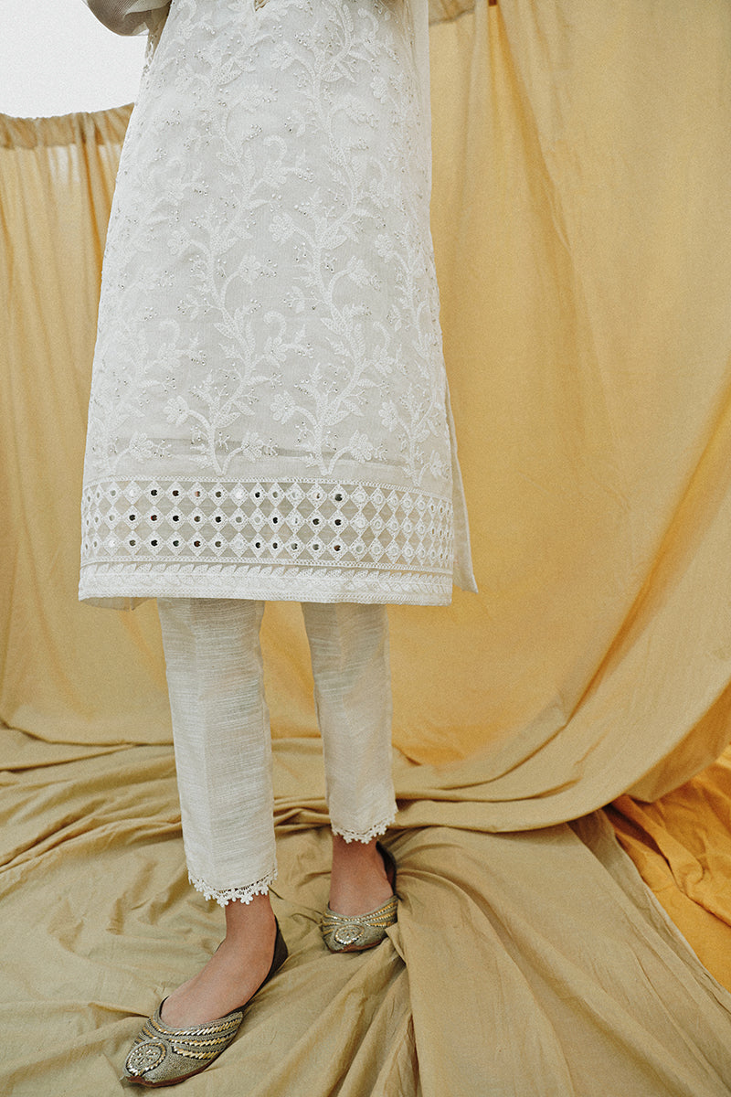 Ivory Glaze Embroidered Shirt for Women - Elegant Floral Design, Breathable Cotton, Casual & Party Wear - Perfect for Office, Date Night & Special Occasions