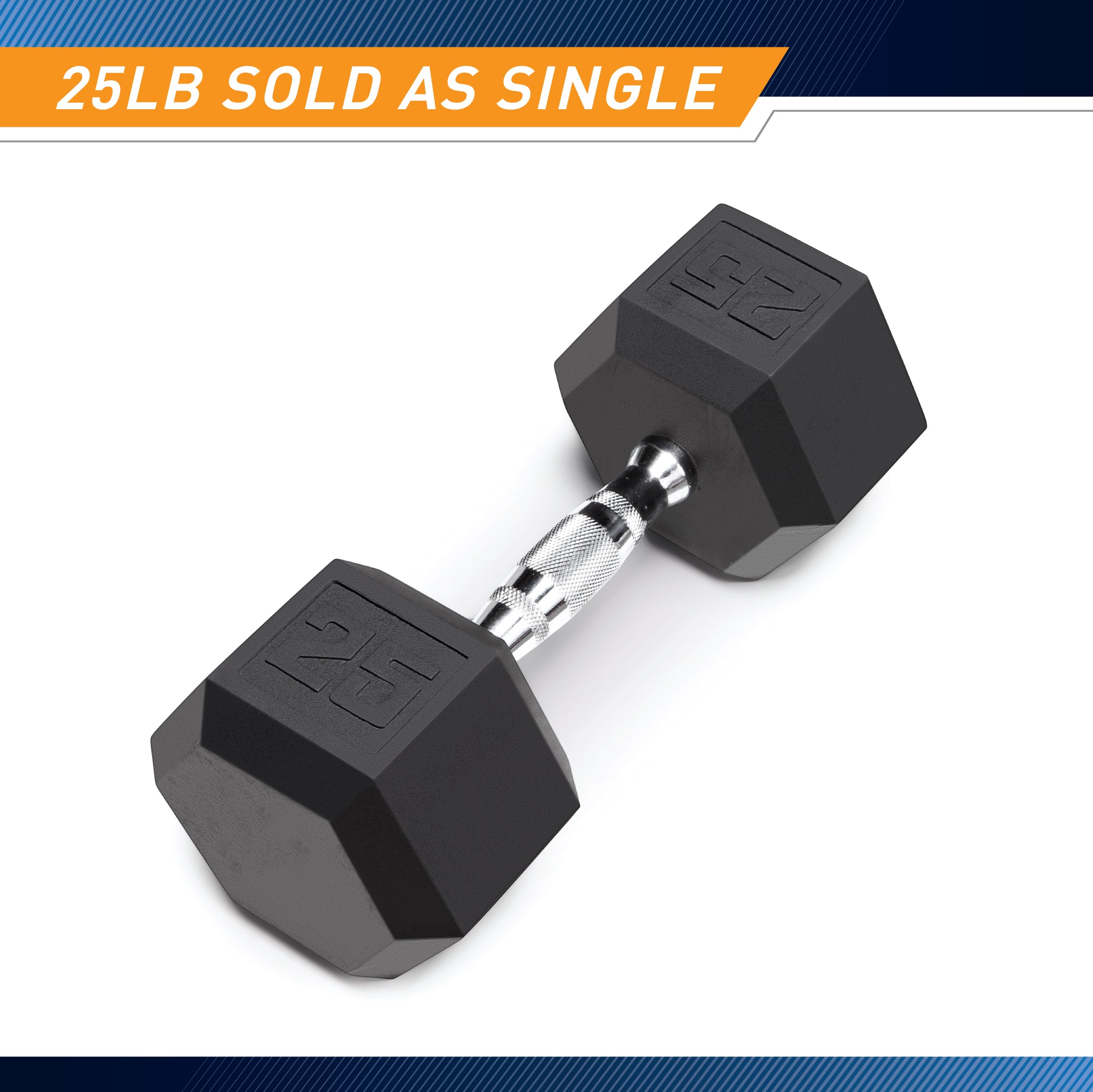 25lb Rubber Hex Dumbbell Set - Heavy Duty Gym Dumbbell for Strength Training & Home Workouts | Perfect for CrossFit, Weightlifting & Fitness Training