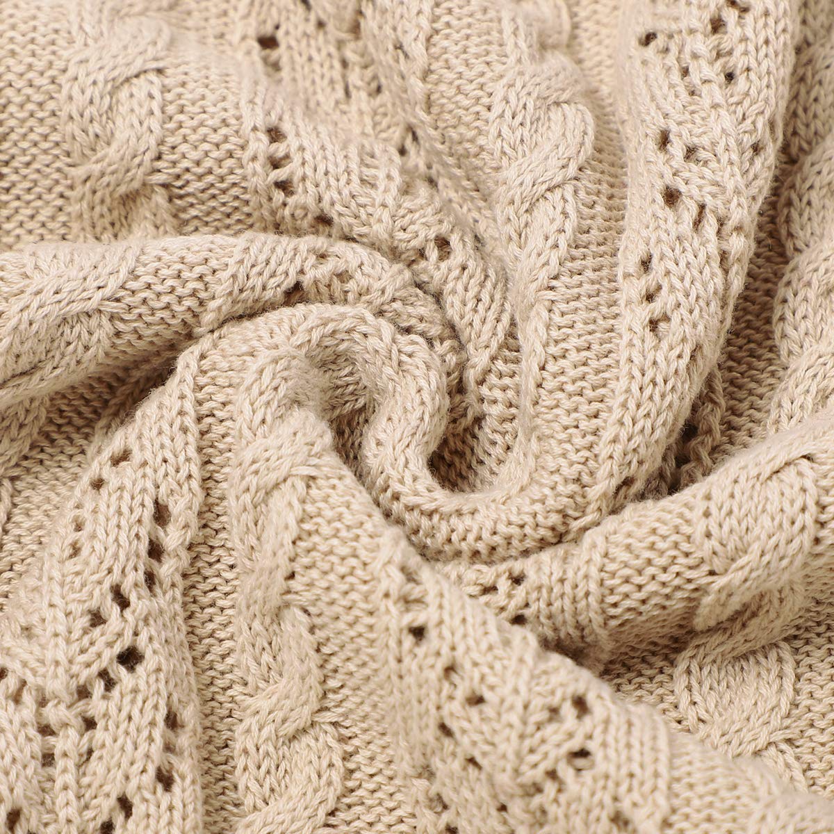 LAWKUL Soft Cotton Knitted Baby Blanket 40x30 Inches - Gender Neutral Crib Blanket for Boys & Girls, Cozy Toddler Security Blanket for Nursery, Swaddling, Stroller & Travel - Camel Color Crochet Blanket