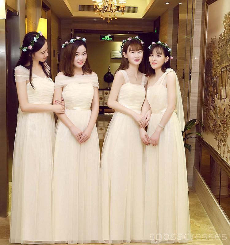 Elegant Mismatched Blue Tulle Long Bridesmaid Dresses - Formal Wedding Party Gowns for Bridal Shower, Bachelorette & Special Occasions - Style BD006