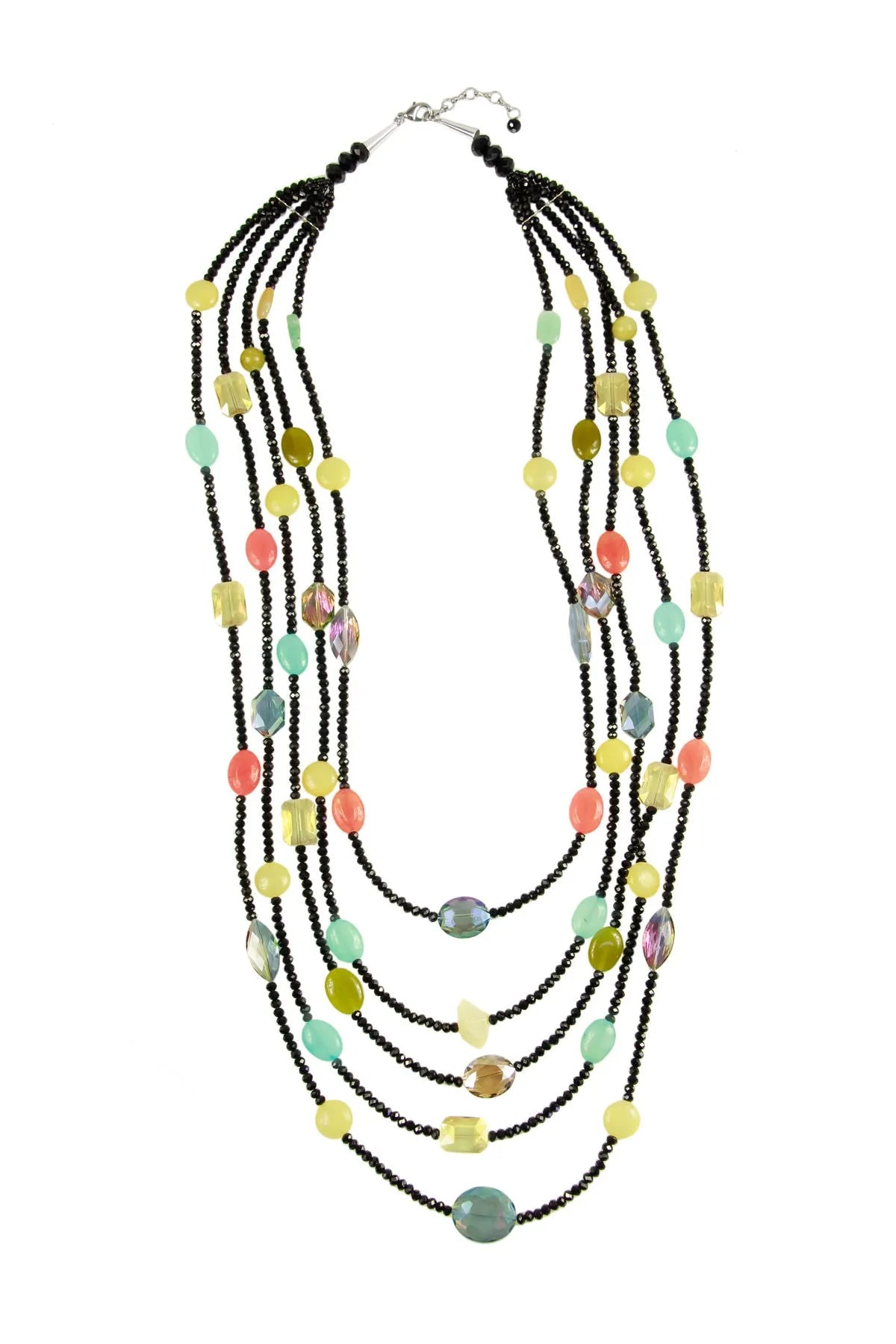 Elegant Multi Stone Statement Necklace for Women - Boho Chic Layered Beaded Jewelry - Perfect for Weddings, Parties & Special Occasions