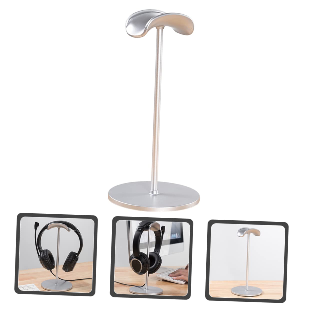 IMIKEYA 2-Pack Mini Headphone Stand - Durable Gaming Desk Headset Holder with Phone Stand | Perfect for Gaming Setup, Office & Home Organization