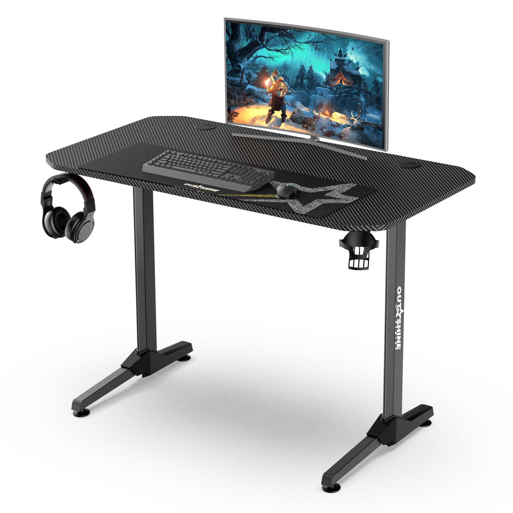 Premium Echo Gaming Desk - Ergonomic Computer Desk for PC & Console Gamers - Perfect for Home Office & Gaming Setup