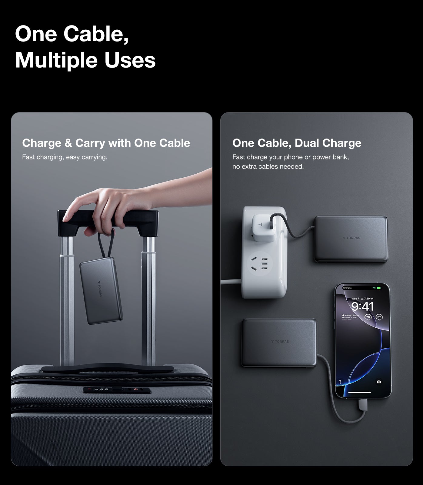 PebbleLink 10000mAh Portable Power Bank - Fast Charging External Battery Pack for iPhone, Samsung, Android - Perfect for Travel, Camping, and Emergency Charging