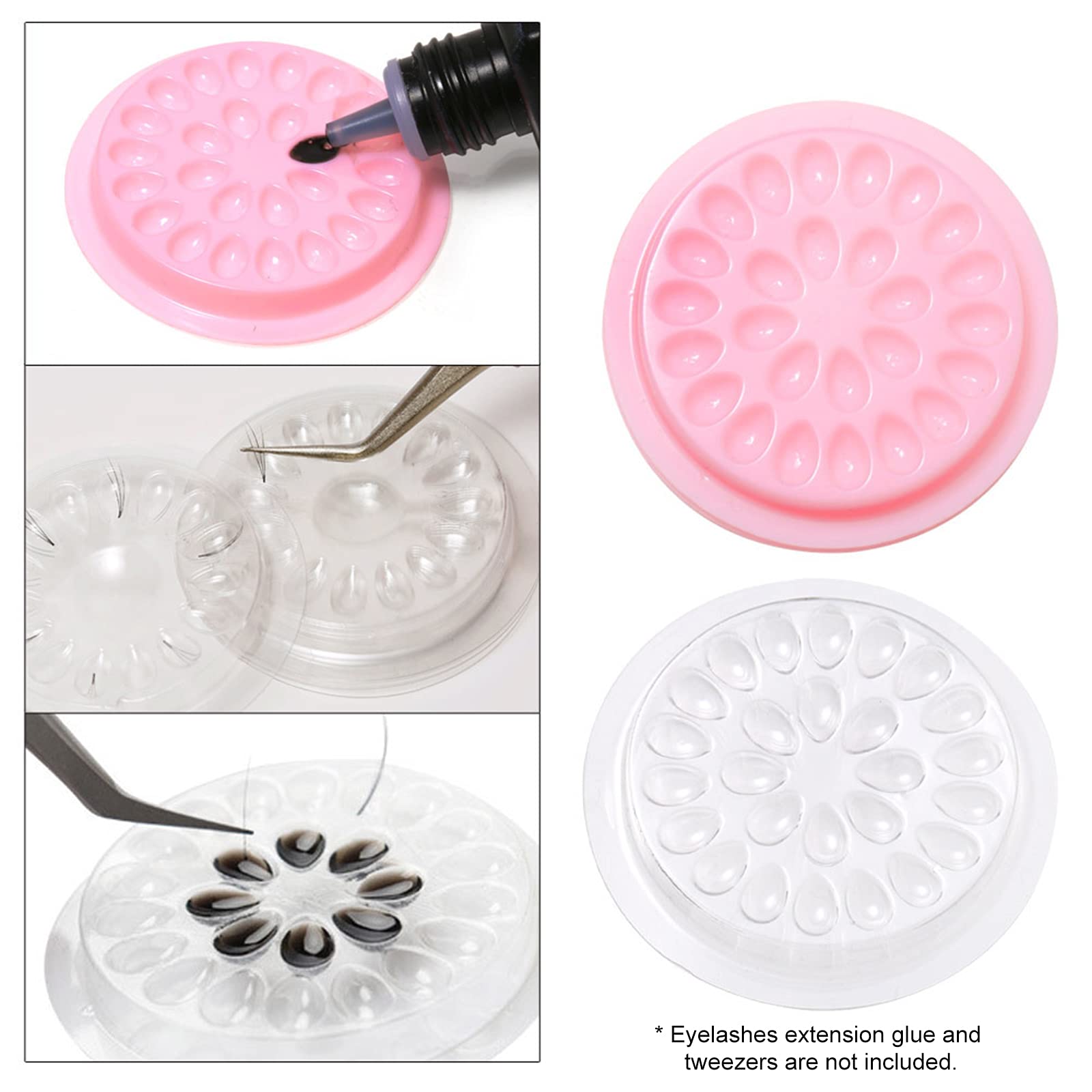 EXCLUZO 100pcs Eyelash Glue Holder Tray - False Lash Adhesive Container for Eyelash Extensions - Professional Lash Extension Tools for Salon & Home Use - Perfect for Lash Artists & DIY Beauty