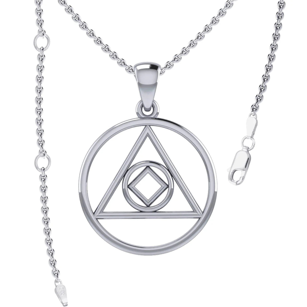 Dual Recovery AA & NA Sterling Silver Pendant with Adjustable 18
