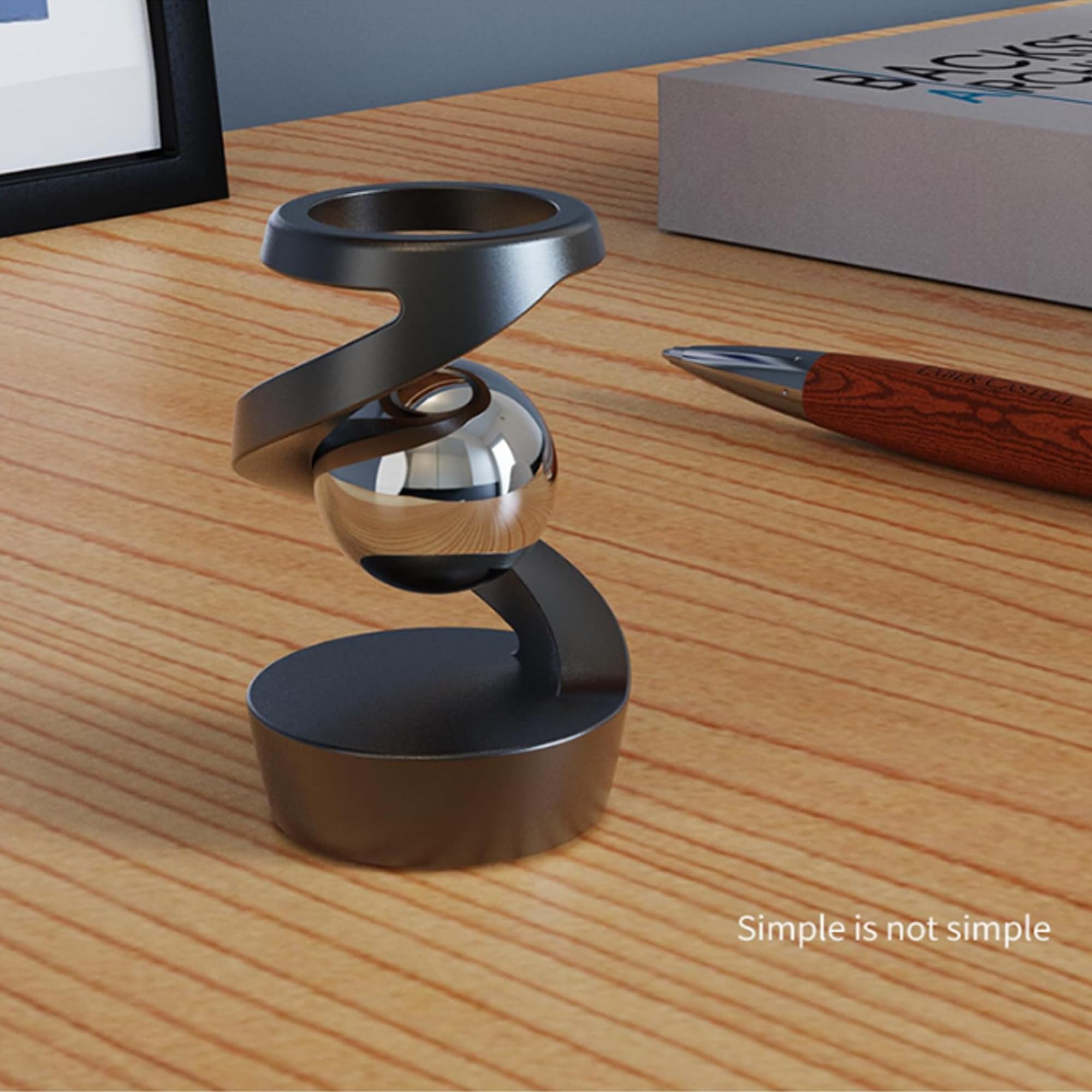 Kinetic Desk Toys for Adults - Metal Fidget Spinner for Office Stress Relief & Focus - Gray Rose Gold Anxiety Relief Gadget for Work, Study & Home Use