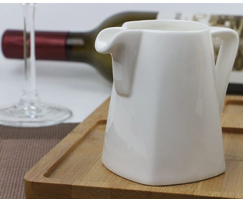 White Ceramic Creamer Pitcher - Elegant Serving Pitcher for Milk, Coffee Creamer & Sauces - Perfect for Breakfast, Tea Parties & Kitchen Decor