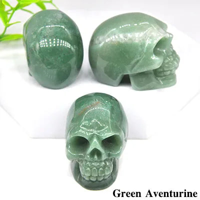 2 Pack Hand Carved Skull Statues - Natural Healing Crystal Stones for Home Decor, Wicca Energy & Chakra Healing - Unique Spiritual Gift for Meditation & Yoga Spaces