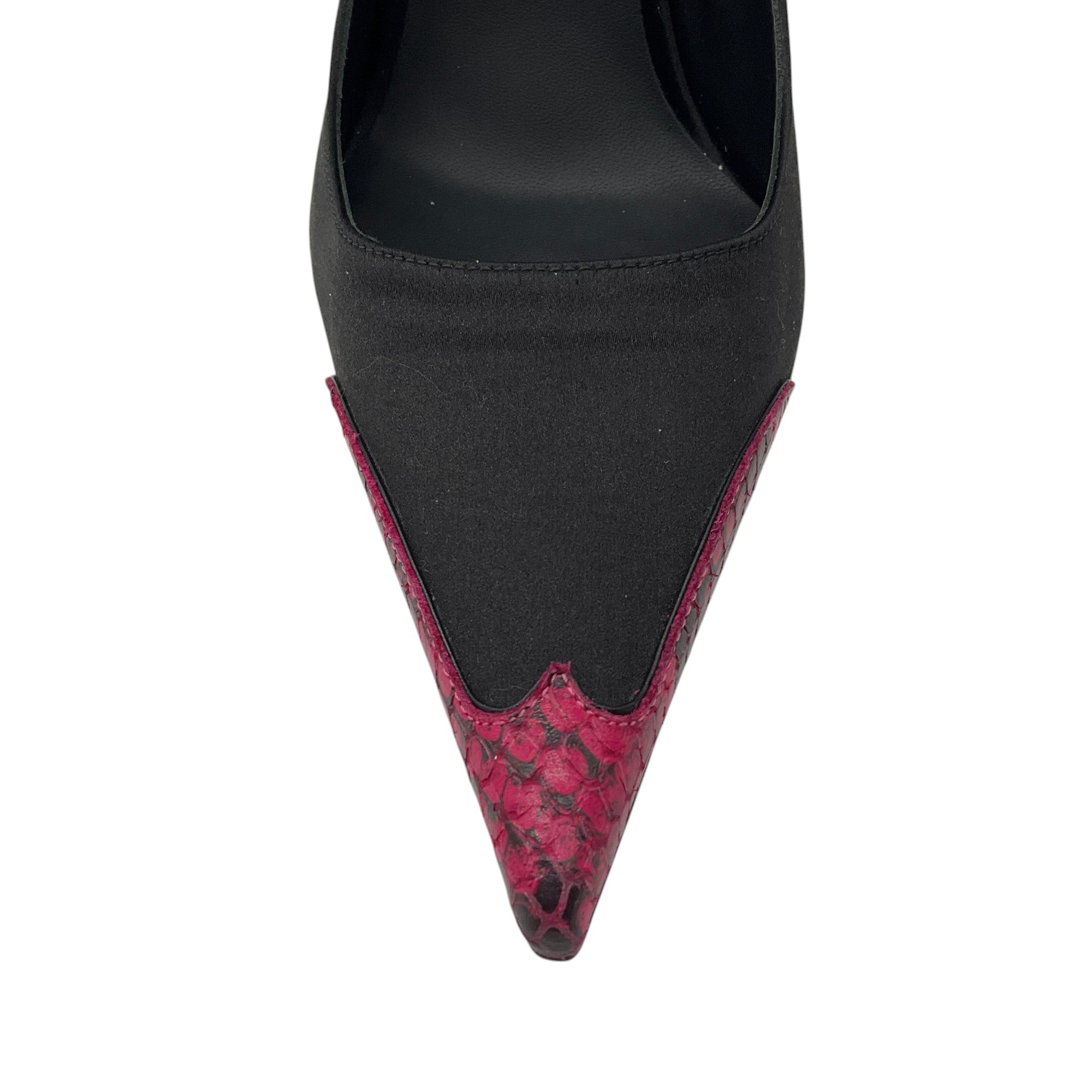 Giuseppe Zanotti Women's Black & Pink Snakeskin Leather Trimmed Satin High Heel Pumps - Perfect for Evening Parties, Weddings & Special Occasions