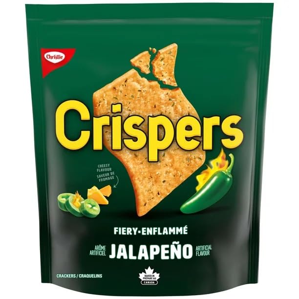 Christie Crispers Fiery Jalapeño Crackers - Spicy Snack, 5.1oz (145g) | Crunchy Pepper Flavored Crackers for Parties, Lunch Boxes & On-the-Go Snacking | Shipped from Canada