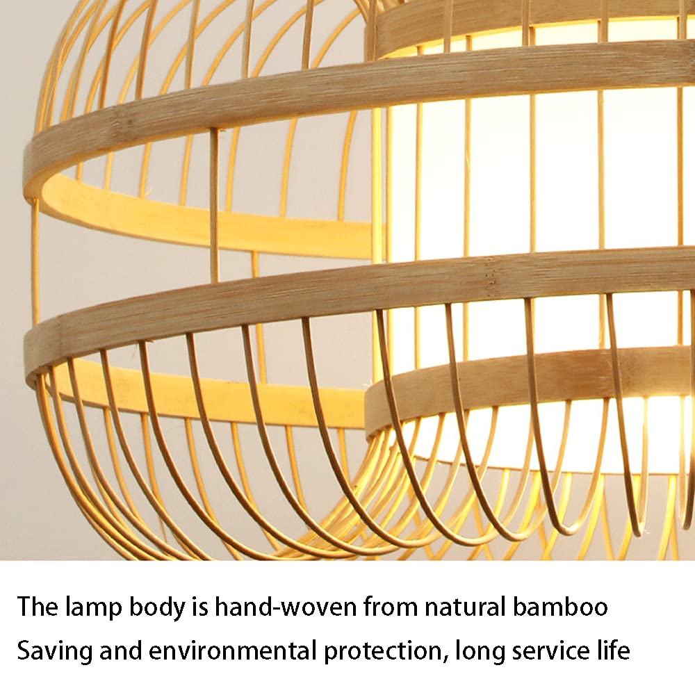 Handmade Bamboo Chandelier Ceiling Light - Wicker Rattan Lampshade with E27 Socket - Chinese Style Nordic Pendant Light for Kitchen Island, Dining Room, Farmhouse Decor - Perfect for Rustic, Boho & Coastal Home Interiors