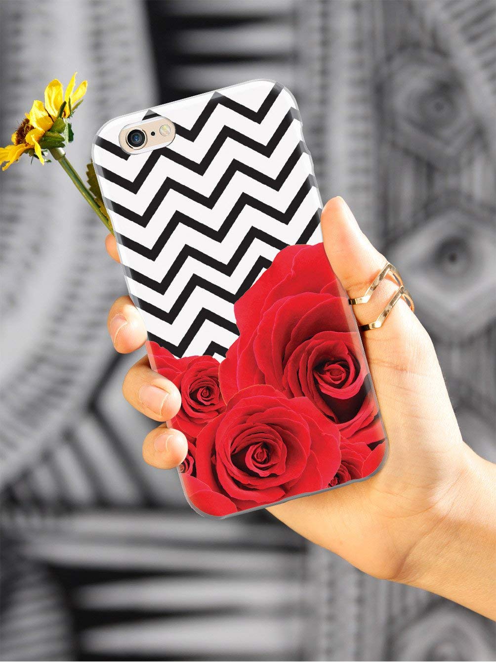 Inspired Cases for iPhone 12 Pro - 3D Textured Protective Phone Cover with Chevron & Roses Design | Shockproof Slim Fit Case for Apple iPhone 12 Pro | Perfect for Everyday Use, Travel & Gift Giving