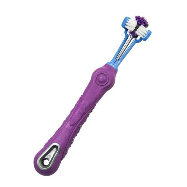 M PETS 3 Headed Toothbrush for Dogs - Triple Action Dental Care - Soft Bristles for Gentle Cleaning - Perfect for Small, Medium & Large Breeds - Use for Daily Oral Hygiene & Plaque Removal